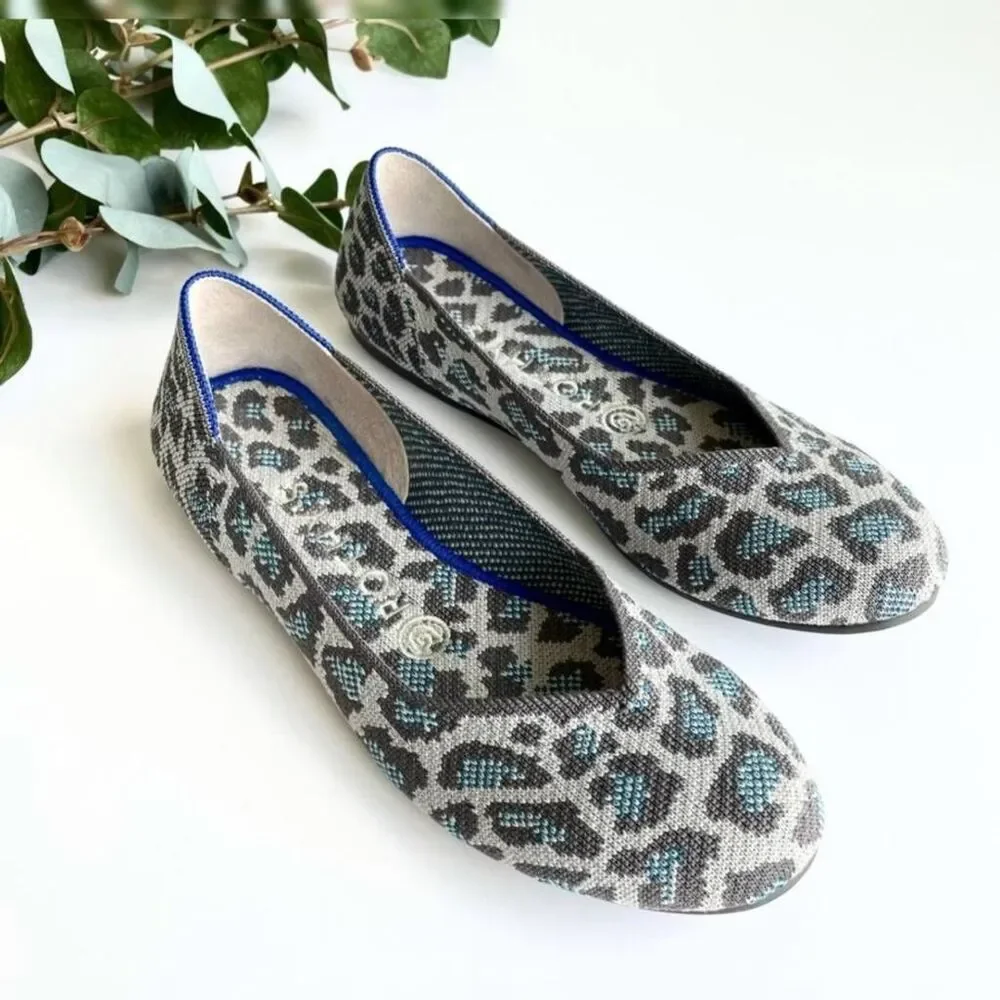 ROTHY'S Gray & Blue Leopard Print Flats | Size 7 | Retired - Picture 3 of 13